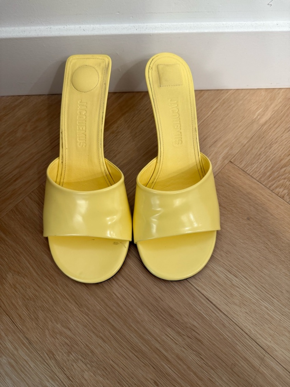 Jacquemus Les Mules Cubisto Leather Sandals in Light Yellow (Butter) - Picture 7 of 10